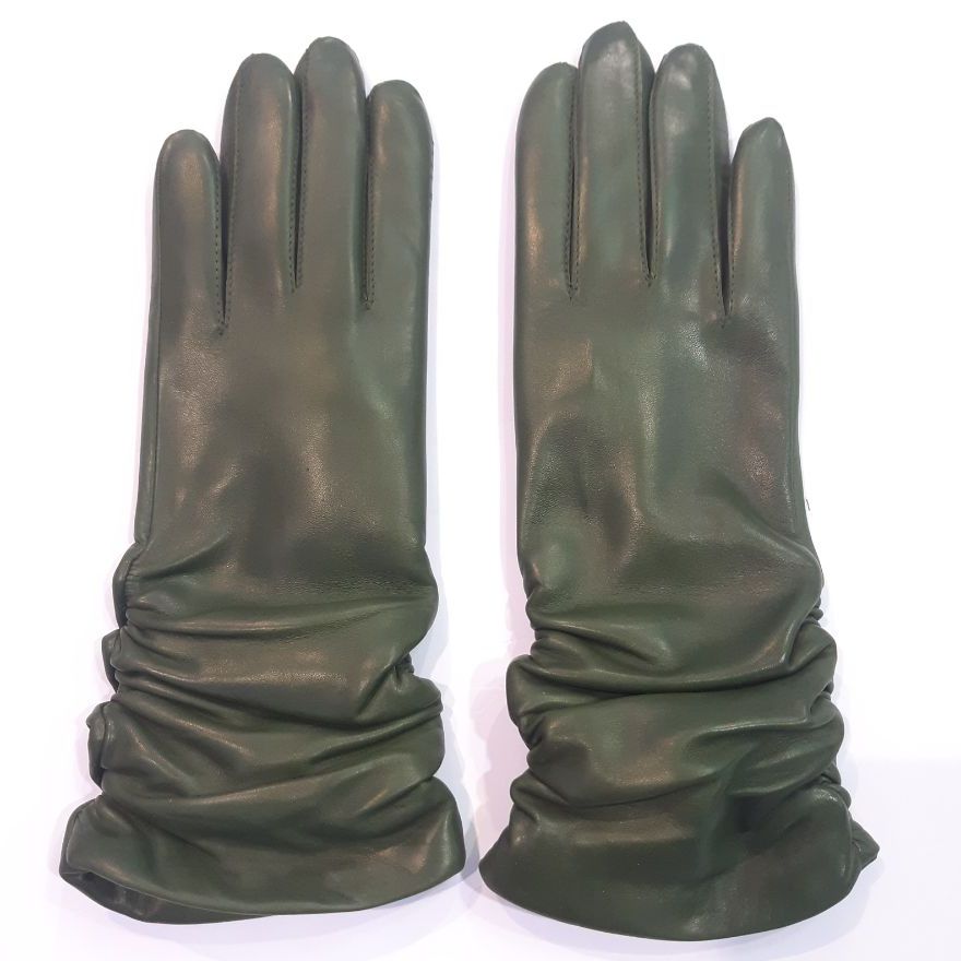 

Женские кожаные перчатки GlovesUA мод.362 р.7,5 темно-зеленые