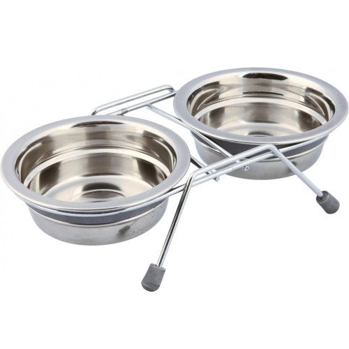 

Две миски на подставке Trixie Eat on Feet, для кошек, 0.45 л, 13 см, металл