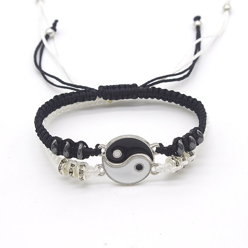 

Плетеный веревочный браслет ILOVEDIY Tai Chi Yin Yang Тай-Чи Инь-Янь черный и белый (А02-16-04)