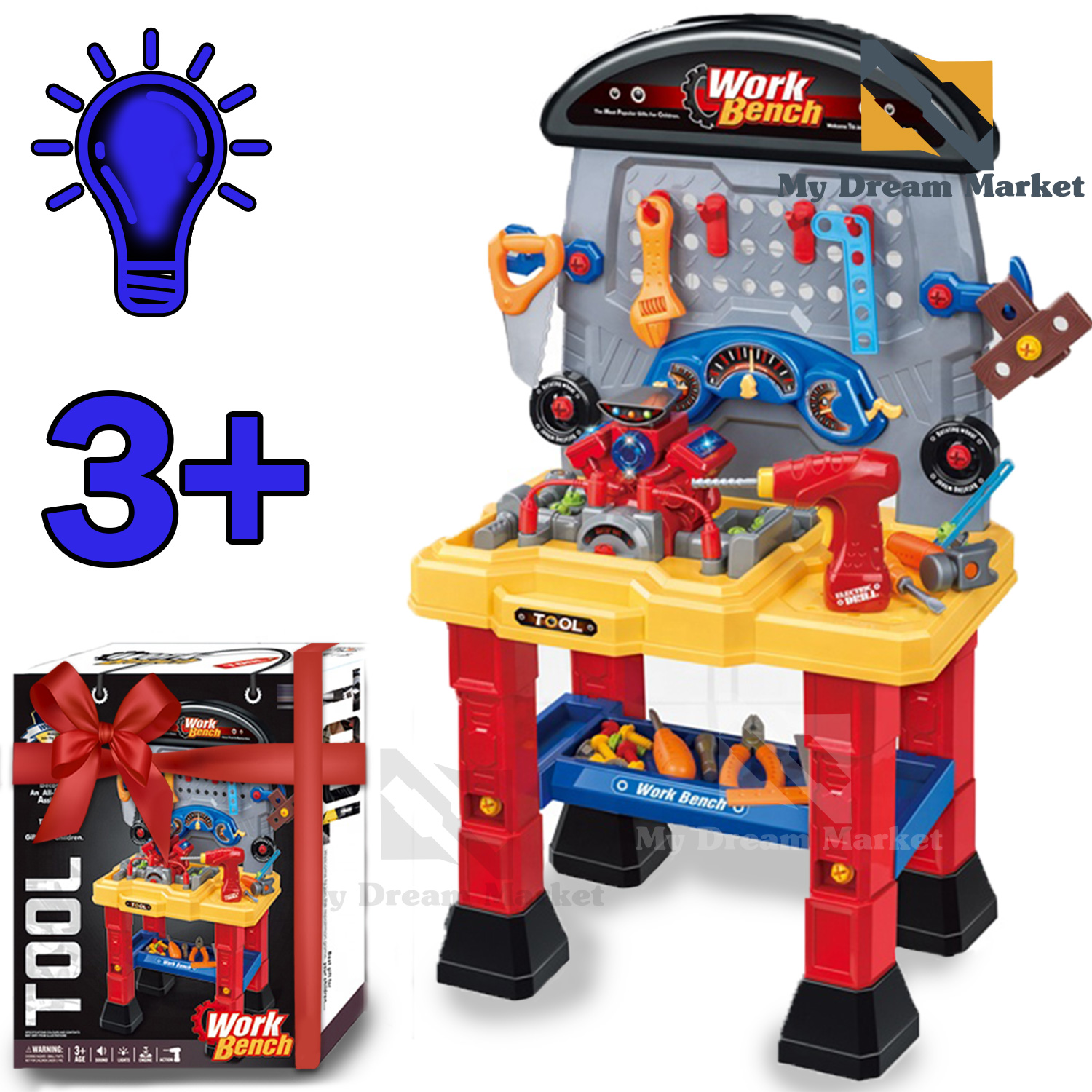 

Детский набор инструментов Автомобильный мастер - игрушечный игровой набор для мальчика со световыми эффектами на батарейках для детей от 3 лет