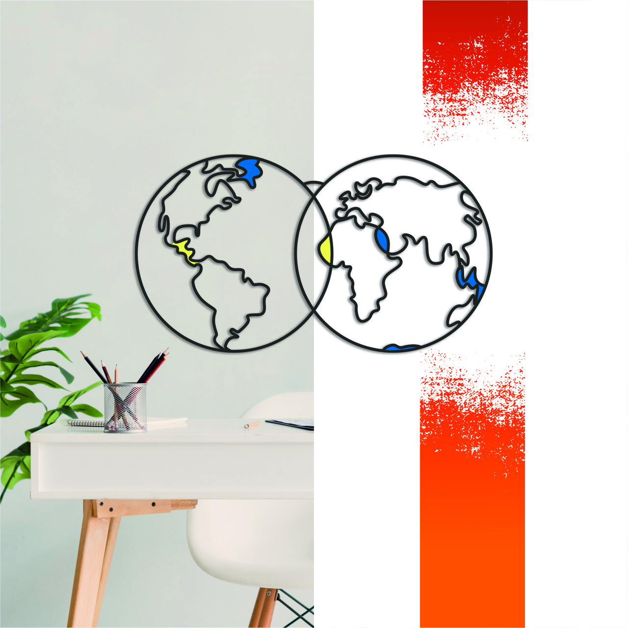 

Декоративная деревянная картина абстрактная модульная полигональная панно World map / Карта мира с цветными вставками Manific Decor 120*67 см