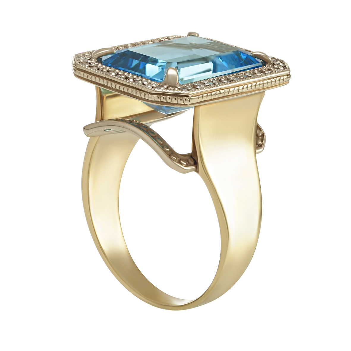 

Золотое кольцо с бриллиантами и голубым топазом Tango Jewellery Company 753338 размер 21