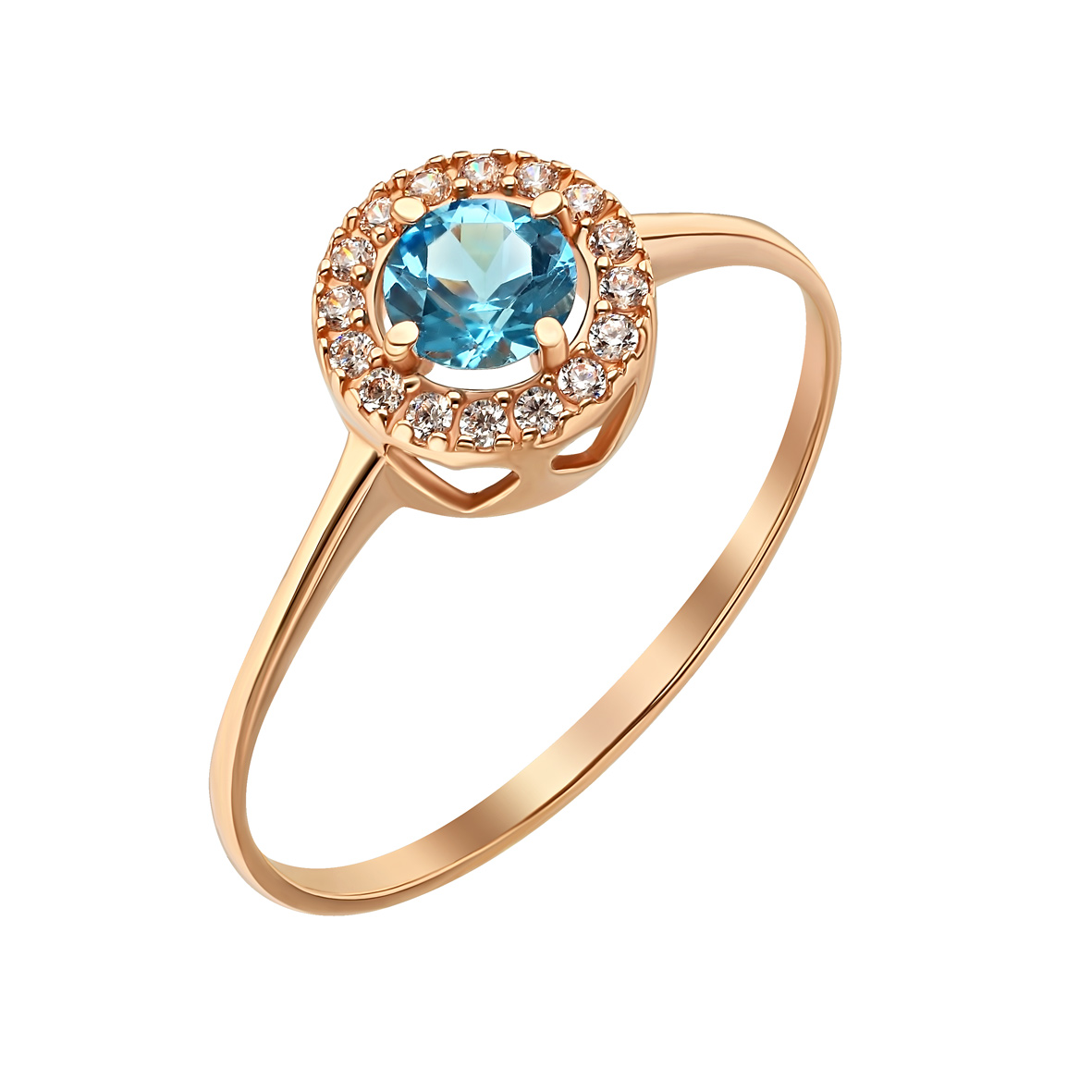 

Золотое кольцо с голубым топазом и фианитами Tango Jewellery Company 361672 размер 18
