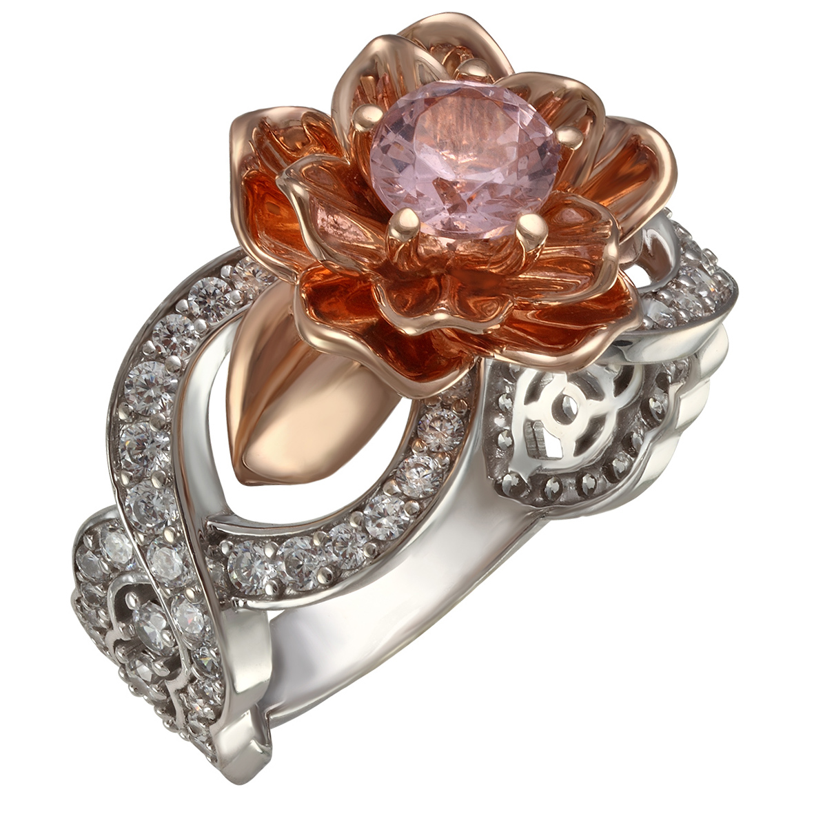 

Кольцо в белом золоте с нанокристаллом и фианитами Tango Jewellery Company 330422В размер 19
