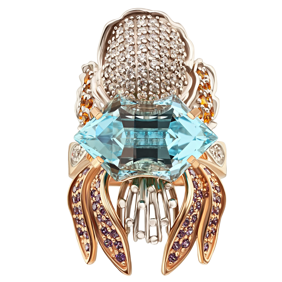 

Золотое кольцо с топазом и фианитами Tango Jewellery Company 371797 размер 18.5