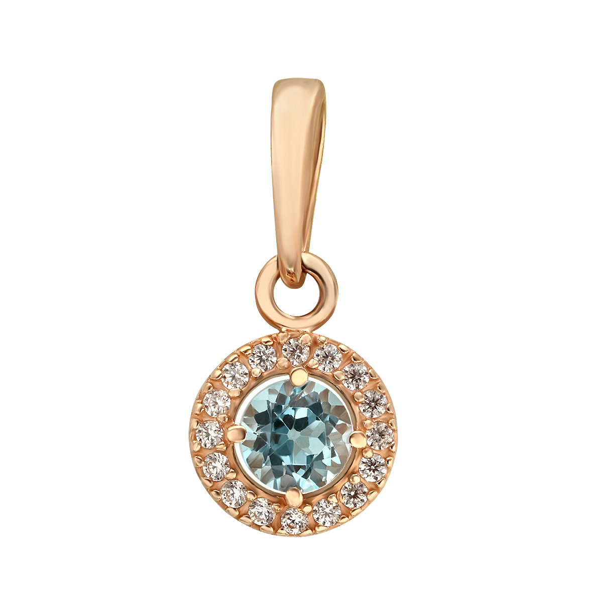 

Золотая подвеска с голубым топазом и фианитами Tango Jewellery Company 181123