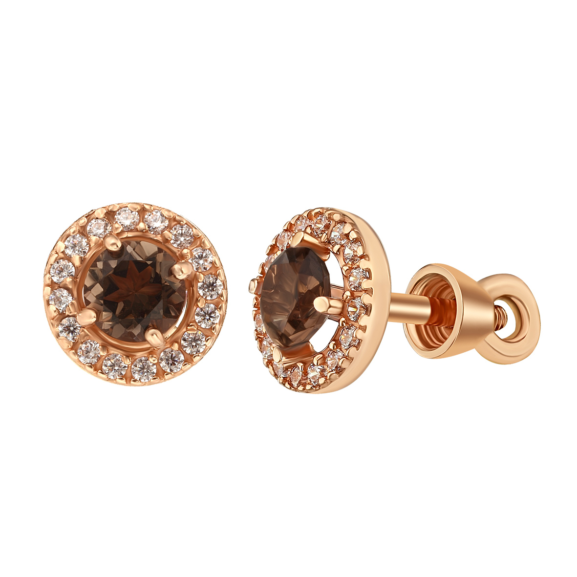 

Золотые пуссеты с кварцем и фианитами Tango Jewellery Company 578151