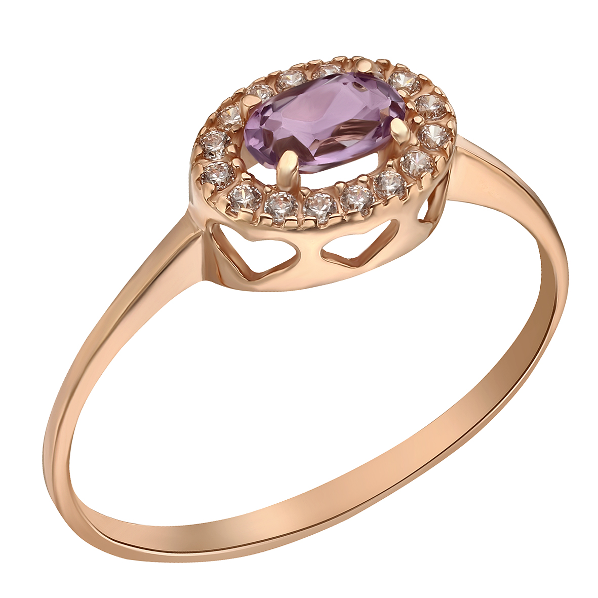 

Золотое кольцо с аметистом и фианитами Tango Jewellery Company 363673 размер 19