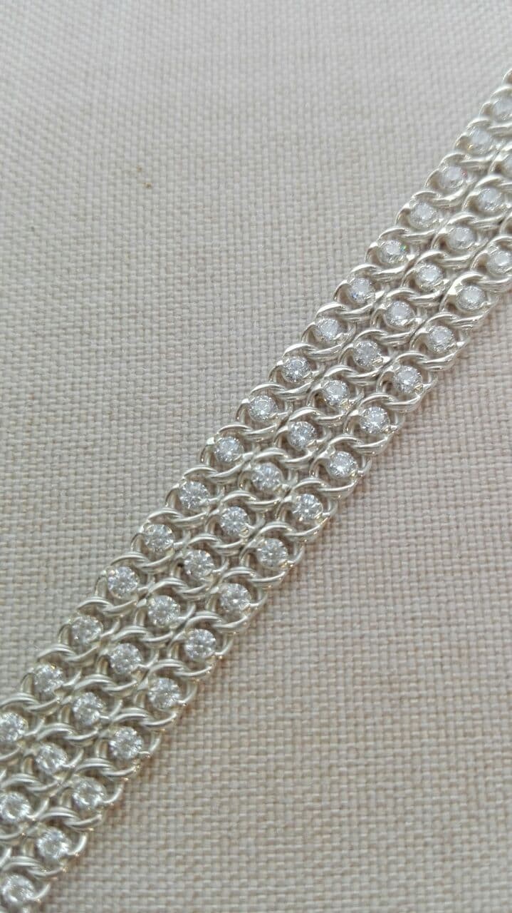 

Серебряный браслет Тройной арабский бисмарк с камнями ссл3601б/19,5см