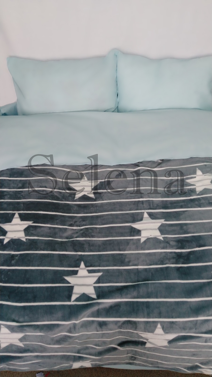 

Комплект постельного белья Selena Звезды полосатые 2 Бязь Люкс + Велсофт евро 513249