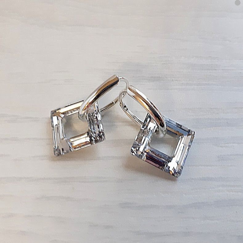 

Серьги трансформеры Hand Made с полыми кристаллами Swarovski