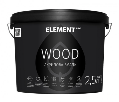 

Аква-антисептик для дерева ELEMENT PRO WOODSTAIN, 2,5 л БЕЛЫЙ