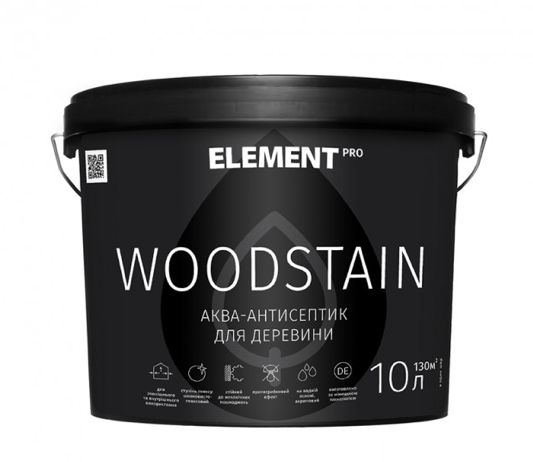 

Аква-антисептик для дерева ELEMENT PRO WOODSTAIN, 10 л ТИК