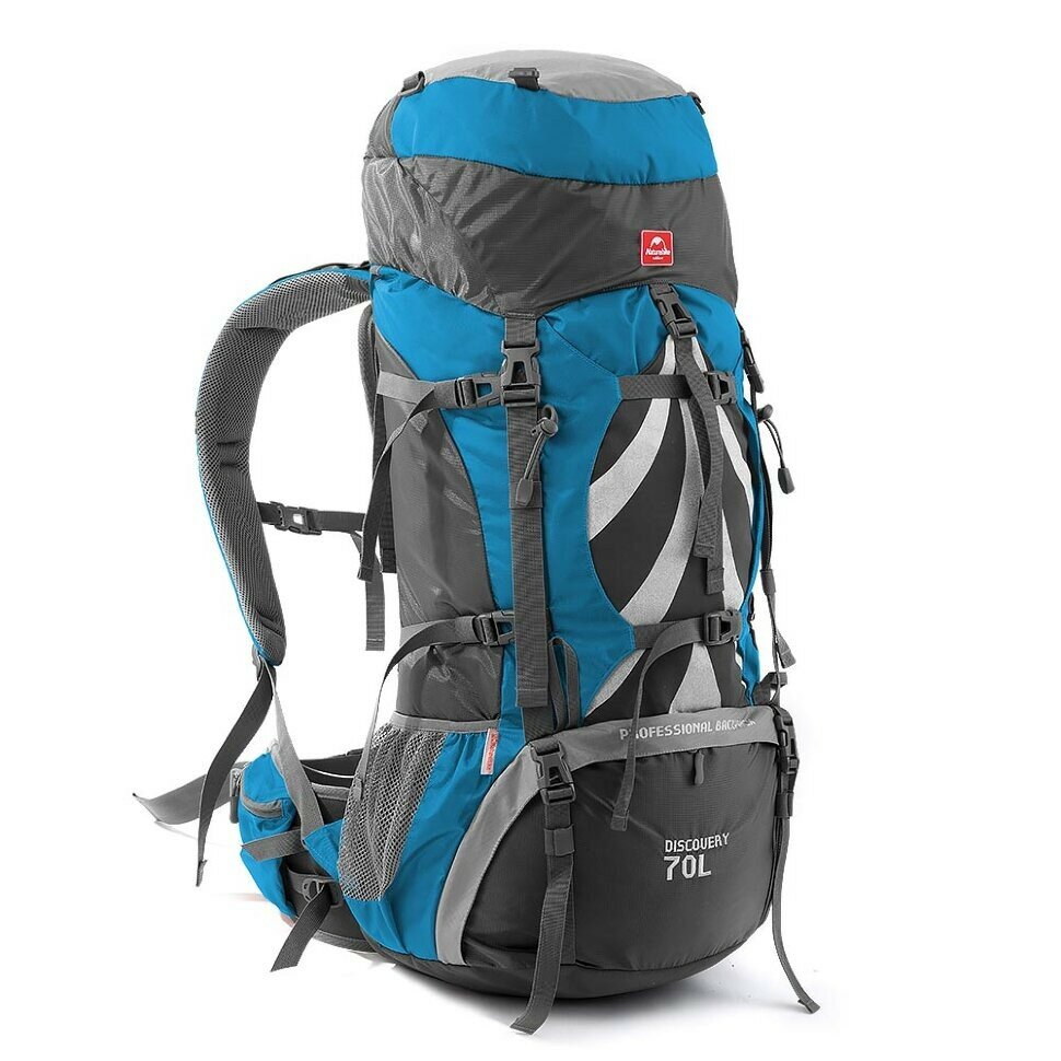 

Рюкзак туристический Naturehike NH70B070-B, 70 л + 5 л, голубо-серый
