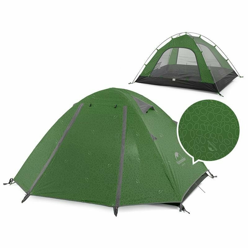 

Палатка Naturehike P-Series NH18Z044-P, 210T65D, четырехместная, темно-зеленый