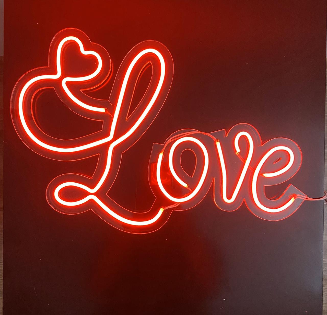 

Надпись неоновая Manific Decor Love с сердечком на акриловой основе Красный 50*35 см ( N.015)