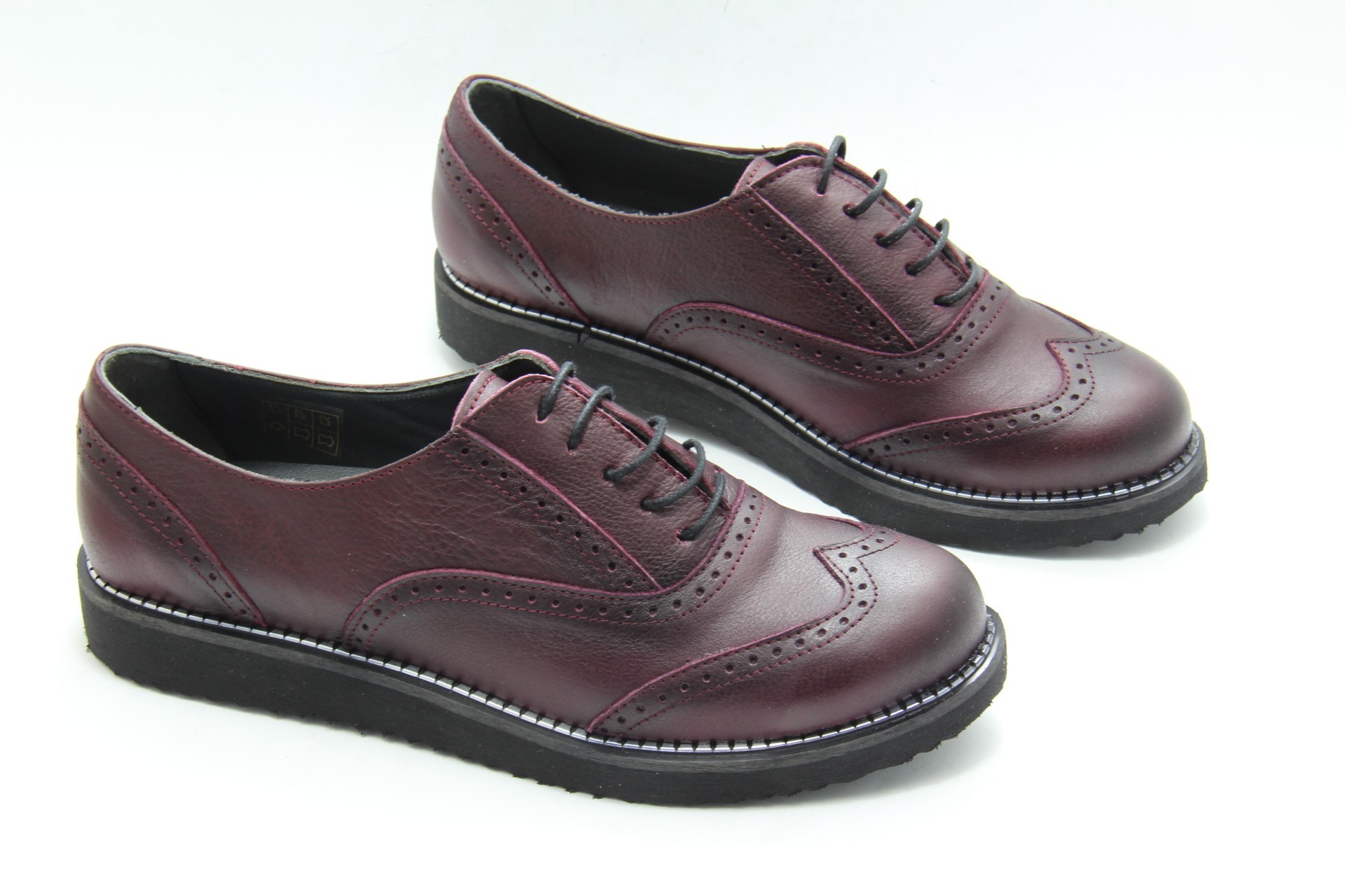 

Туфли женские оксфорды Aras Shoes 108-Bordo кожаные 36 на шнуровке