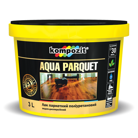 

Лак паркетный полиуретановый Kompozit AQUA PARQUET Глянцевый 5 л