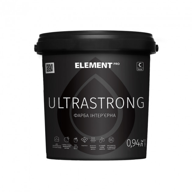 

Интерьерная краска ELEMENT PRO ULTRASTRONG, база С 0,94 л