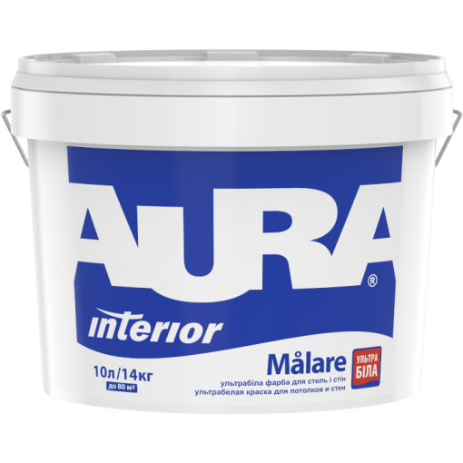 

Краска для потолков и стен Aura Malare 10 л, белая - ультрабелая глубокоматовая, воднодисперсионная