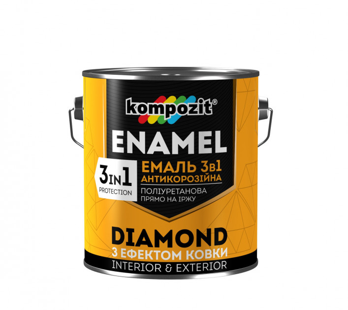 

Эмаль антикоррозионная Kompozit 3 в 1 DIAMOND Черная 2,5 л