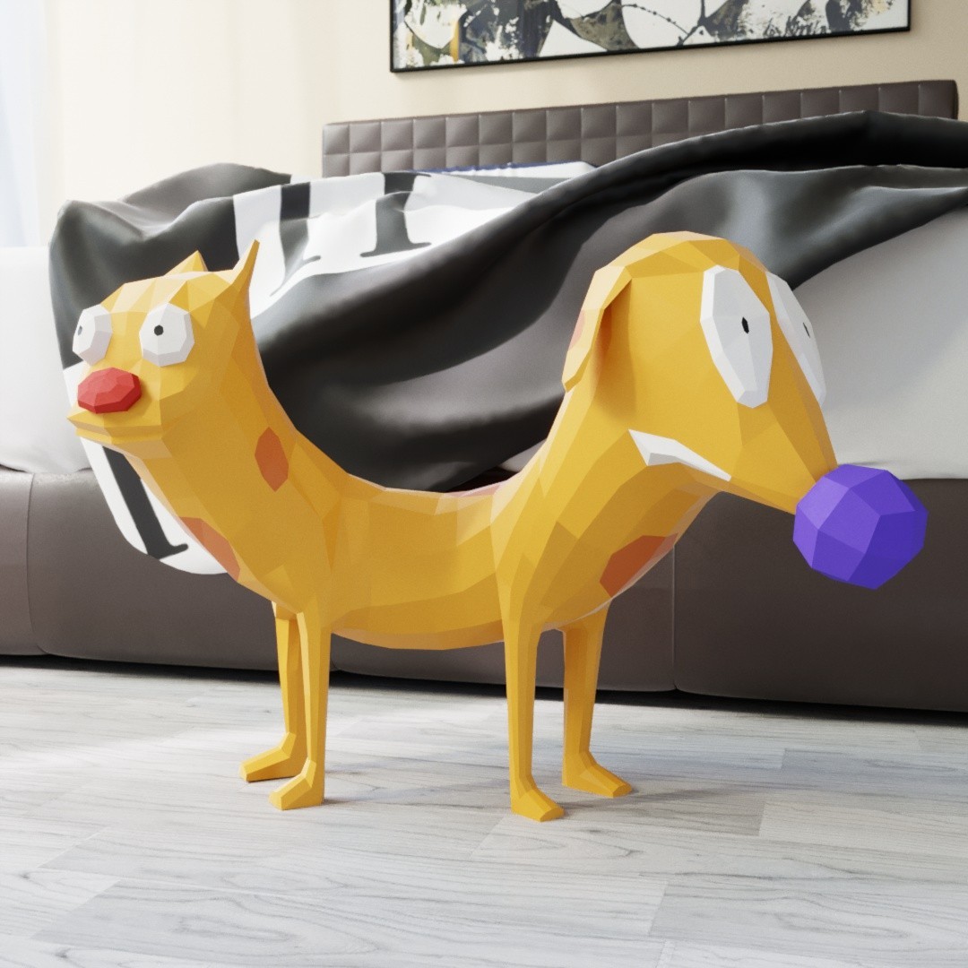 

3D фигура Котопёс Оригами Papercraft
