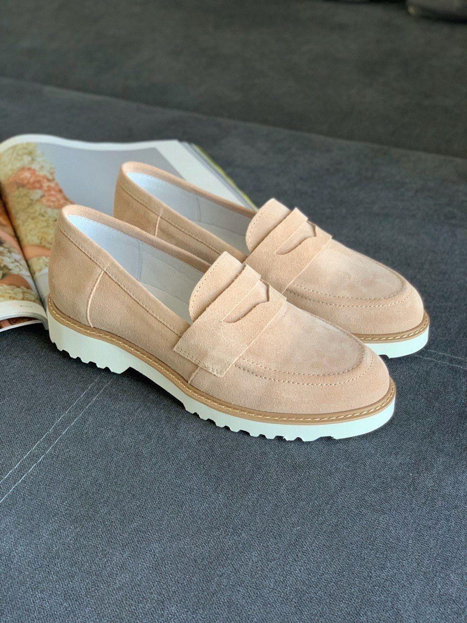 

Женские кожаные туфли Shoozi bench ЛОФЕРЫ 37 бежево-розовые