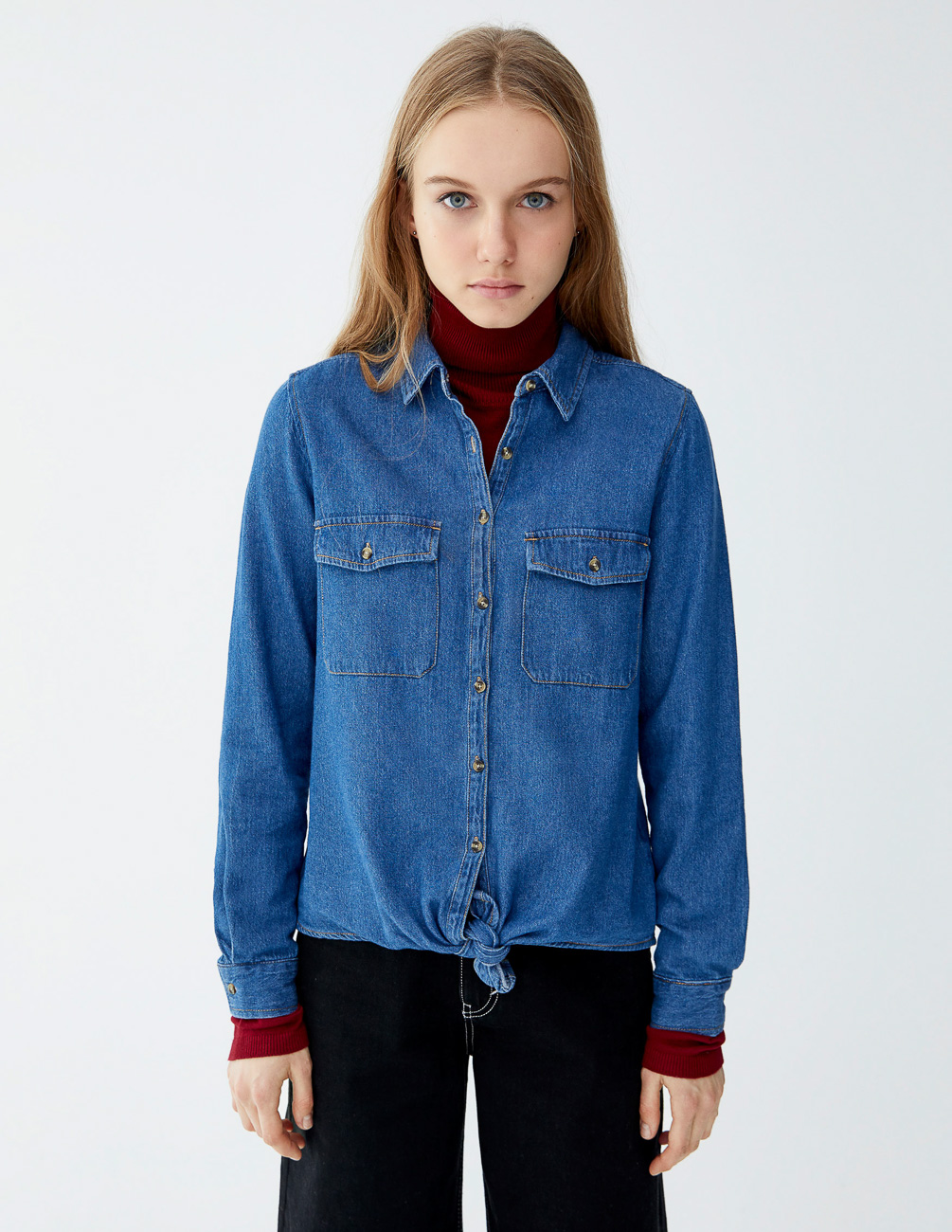 

Рубашка PULL & BEAR Ж1080431 (5470/301/427) цвет синий, Рубашка PULL & BEAR Ж1080431 (5470/301/427) цвет синий S