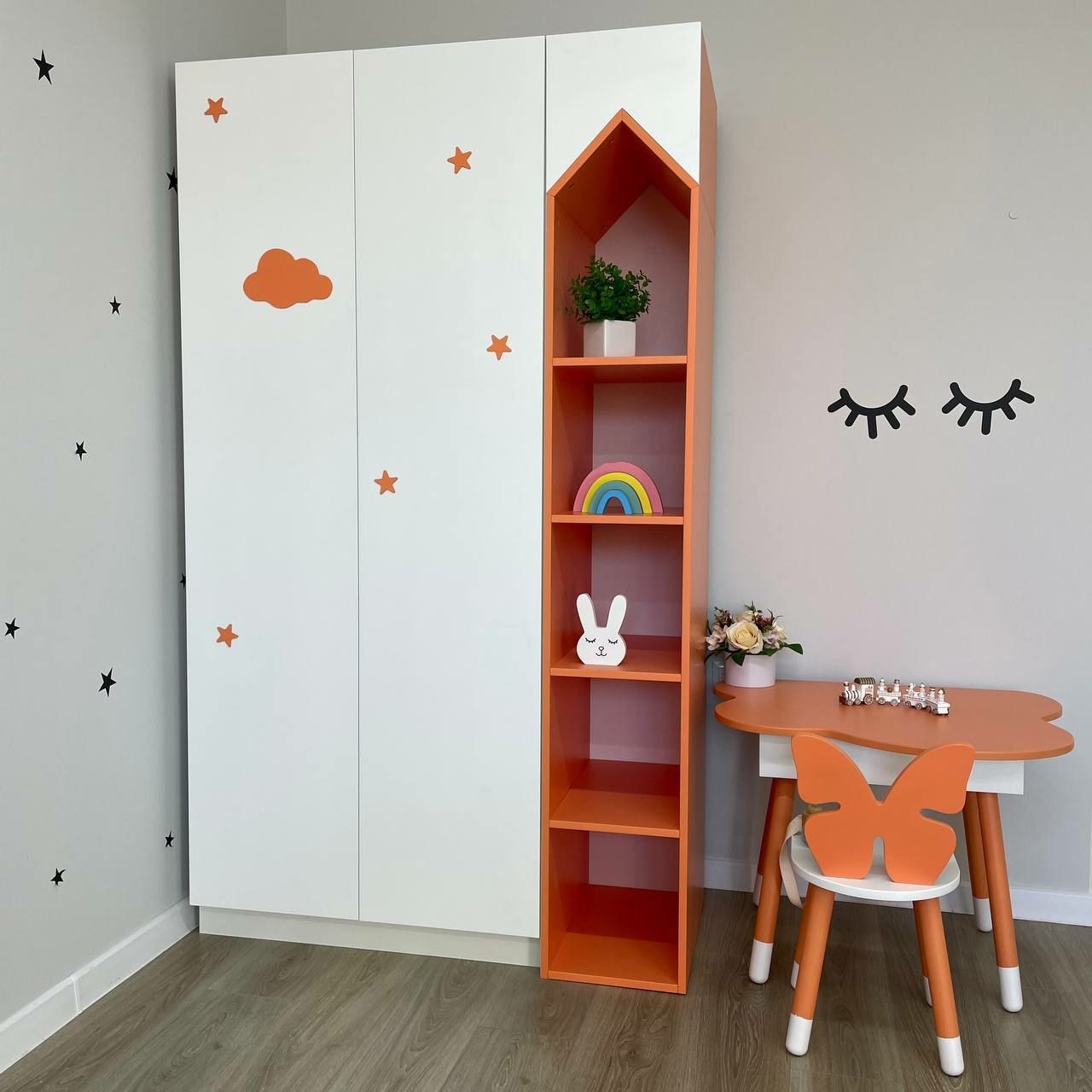 

Шкаф детский Scandic Kid Цвет белый и оранжевый