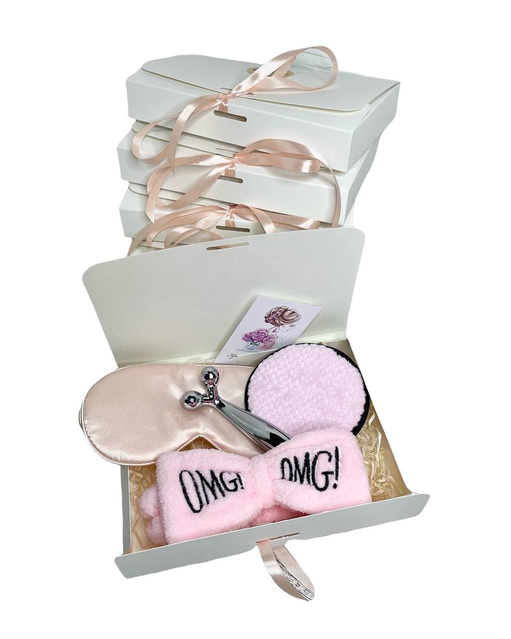 

Подарочный набор косметических аксессуаров Бьюти бокс (Beauty Box) розовый из 5 предметов