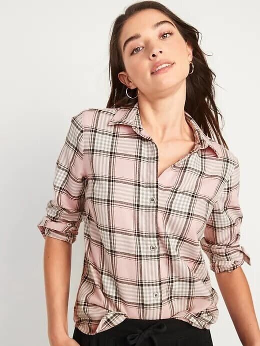 

Женская рубашка Old Navy в клетку 1159758818 (Белый/Розовый/Черный, XS)