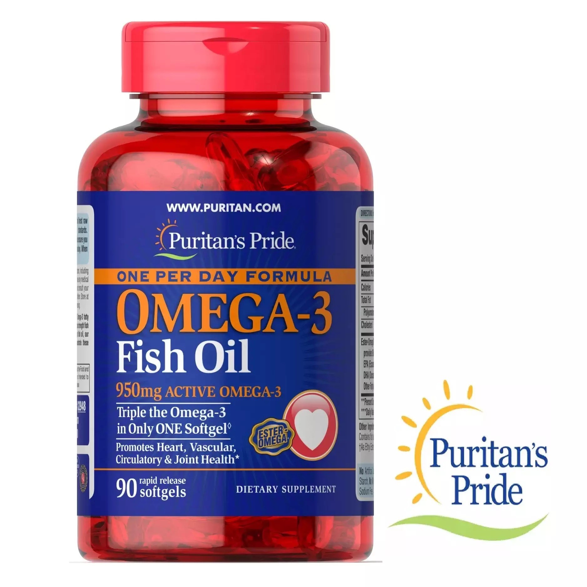 

Рыбий жир Puritan's Pride One Per Day Omega-3 Fish Oil 90 гелевых капсул 1089