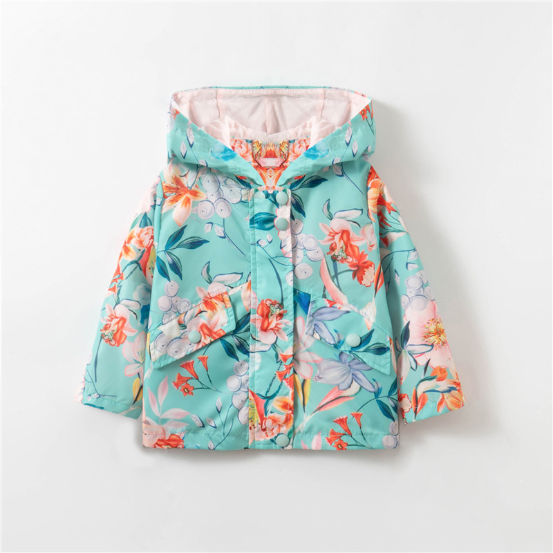 

Куртка-ветровка для девочки с цветочным принтом бирюзовая Flowers Berni Kids (120) Бирюзовый