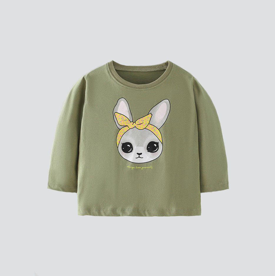 

Лонгслив для девочки с изображением зайца зеленый Bunny Berni Kids (120) Зеленый