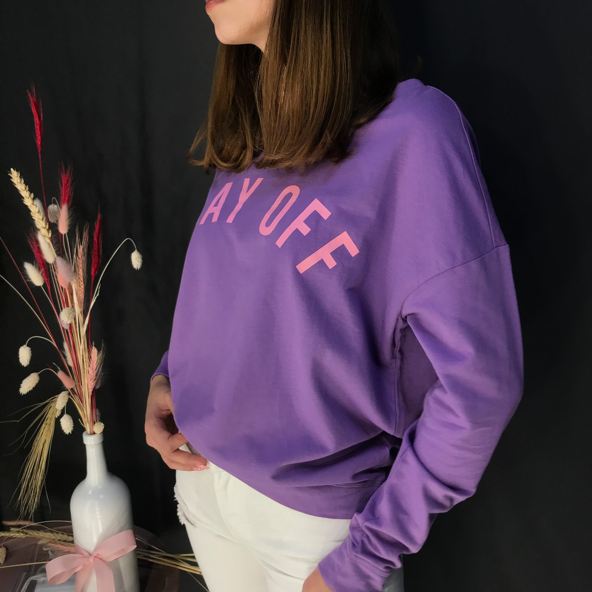 

Свитшот женский OVS162635  фиолетовый 0353, Свитшот женский OVS162635 S фиолетовый 0353