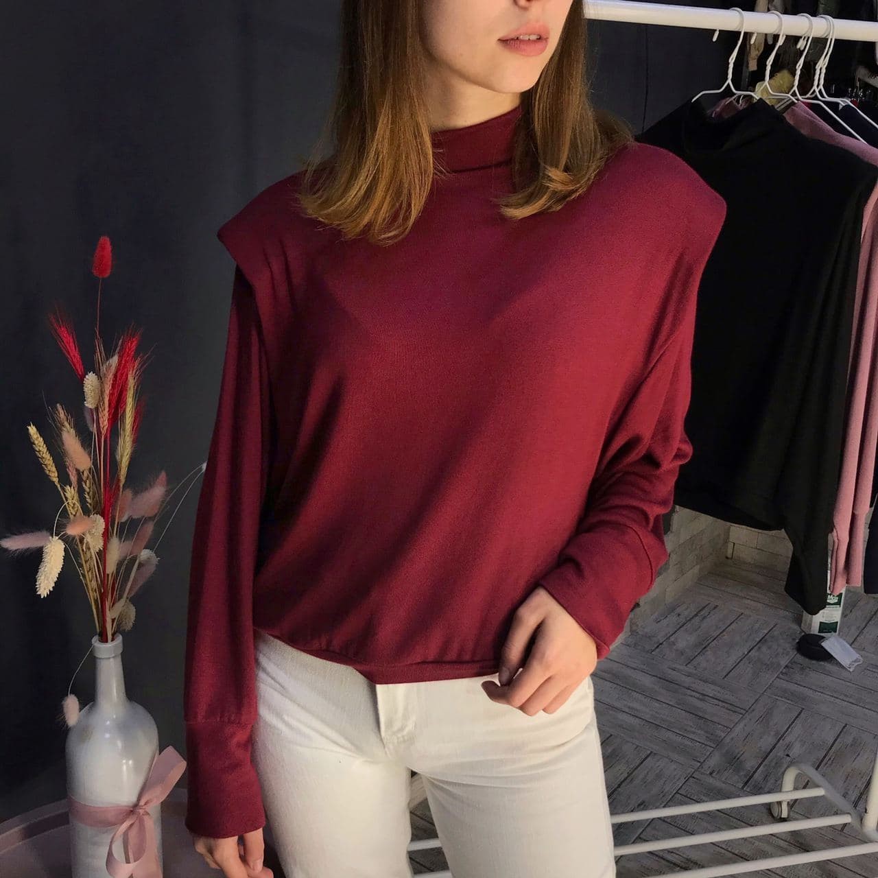 

Джемпер женский с плечиками My style 11939 М марсала 0465