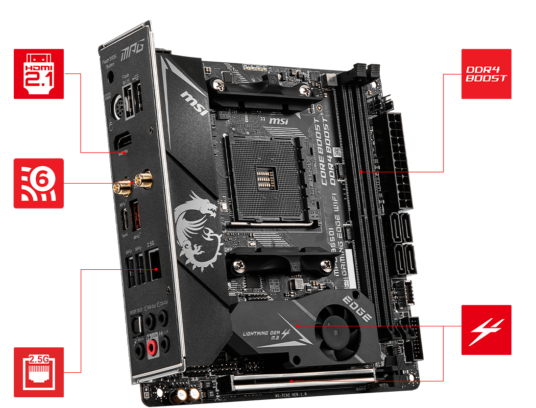 

Материнская плата MSI MPG B550I GAMING EDGE Wi-Fi