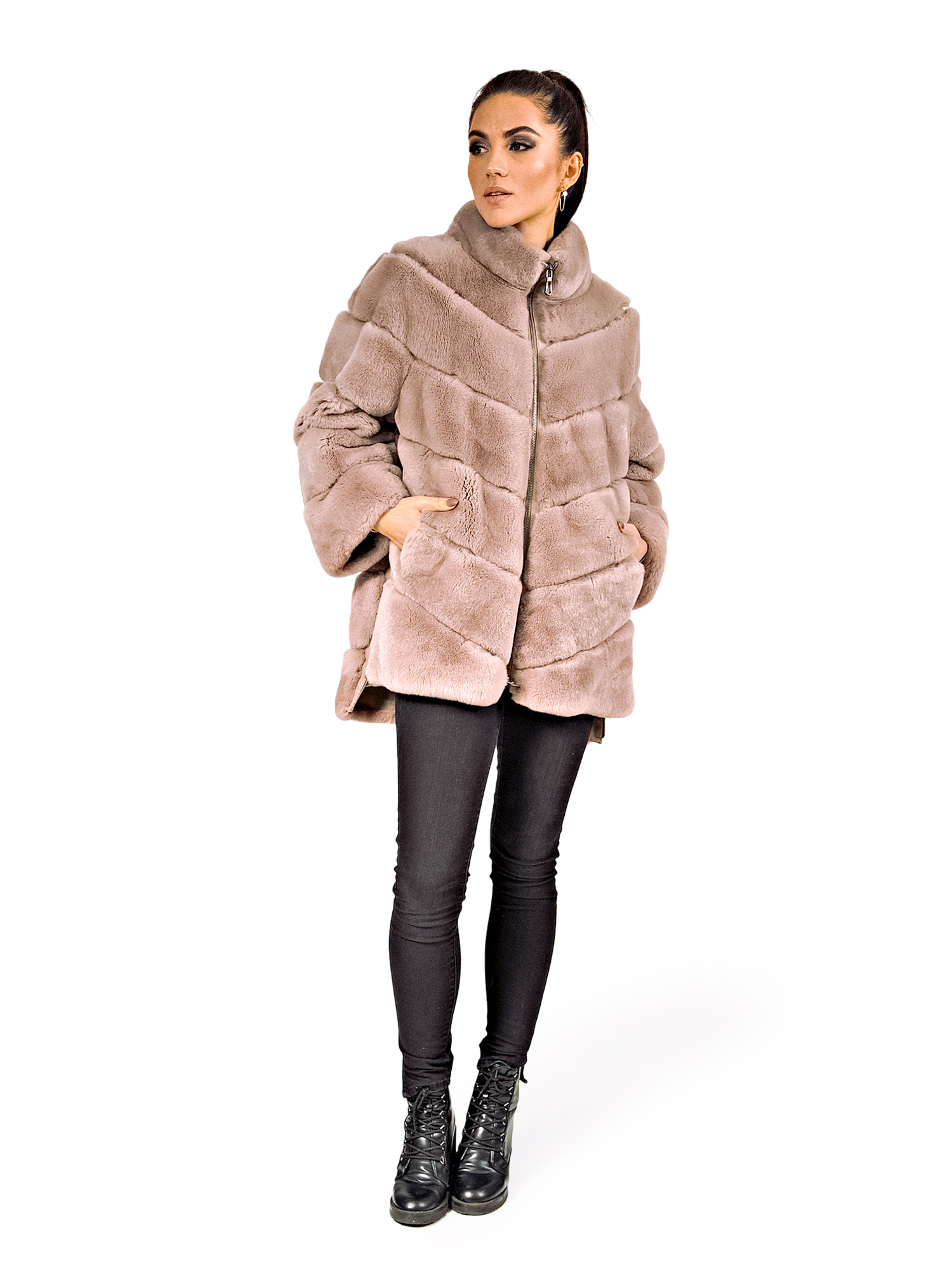 

Шуба из кролика Epica NVD  бежевая, Шуба из кролика Epica NVD 3XL бежевая