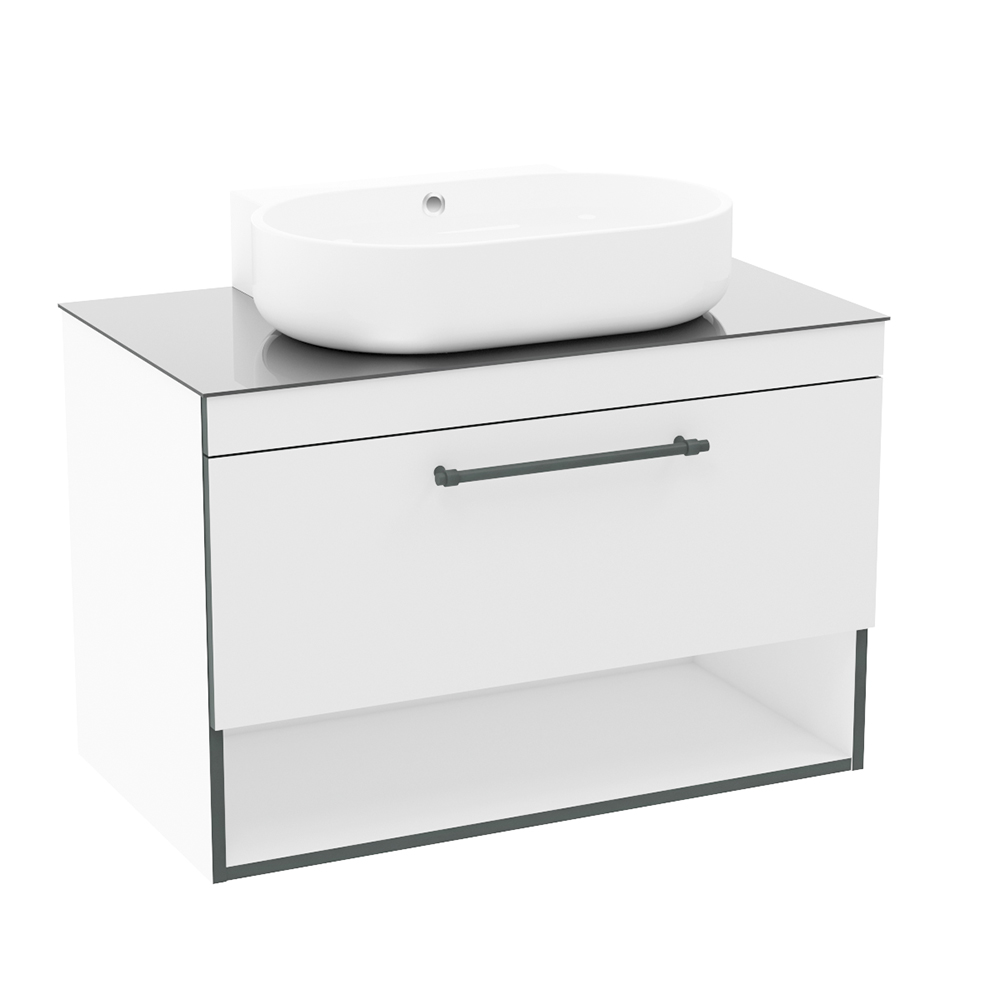 

Тумба с раковиной в ванную IMPRESE BLACK EDGE 91x74x52см подвесная белый f32119W