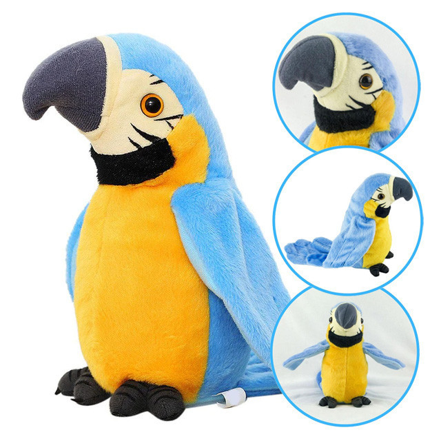 

Попугай говорящий повторюшка Parrot Talking поет танцует 22 см