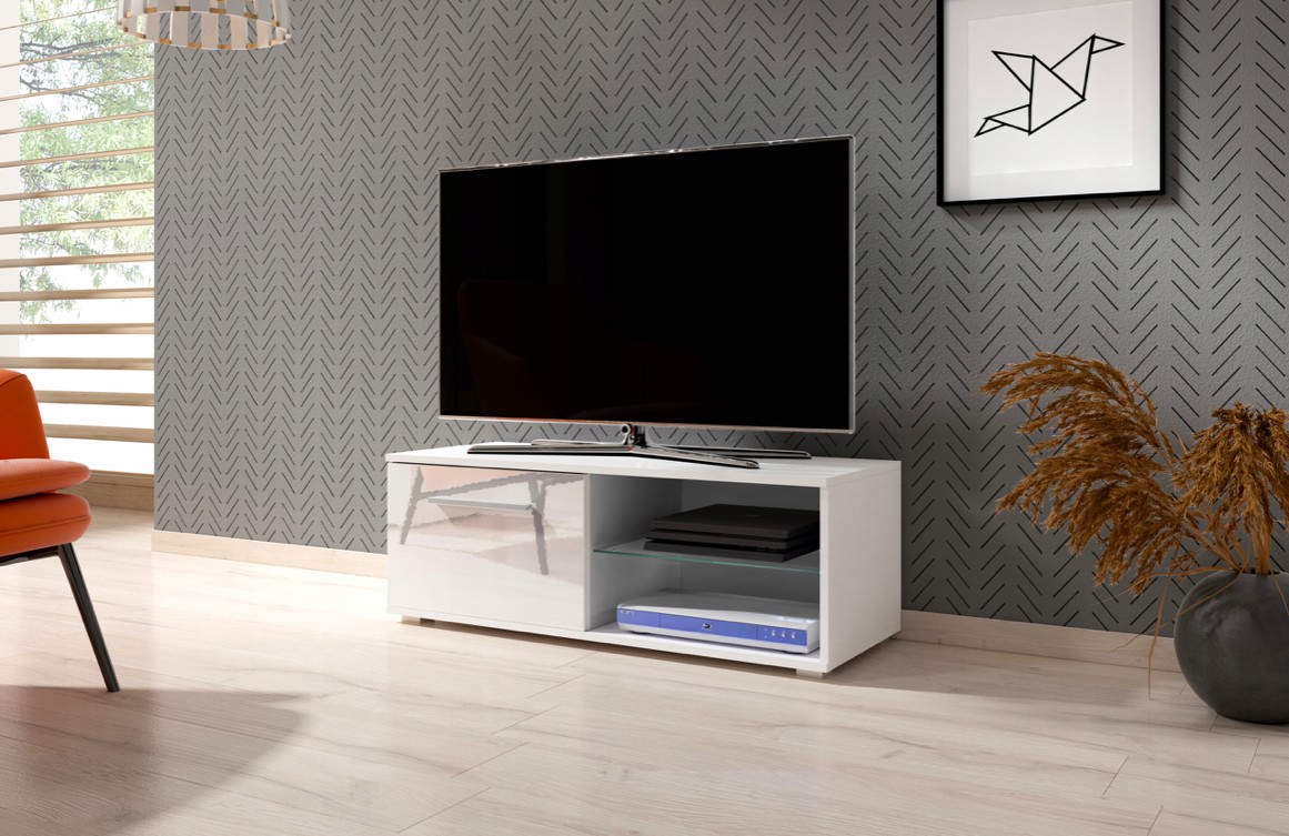

Тумба под телевизор TVshka Moon 100x40x36 см белый/белый глянец