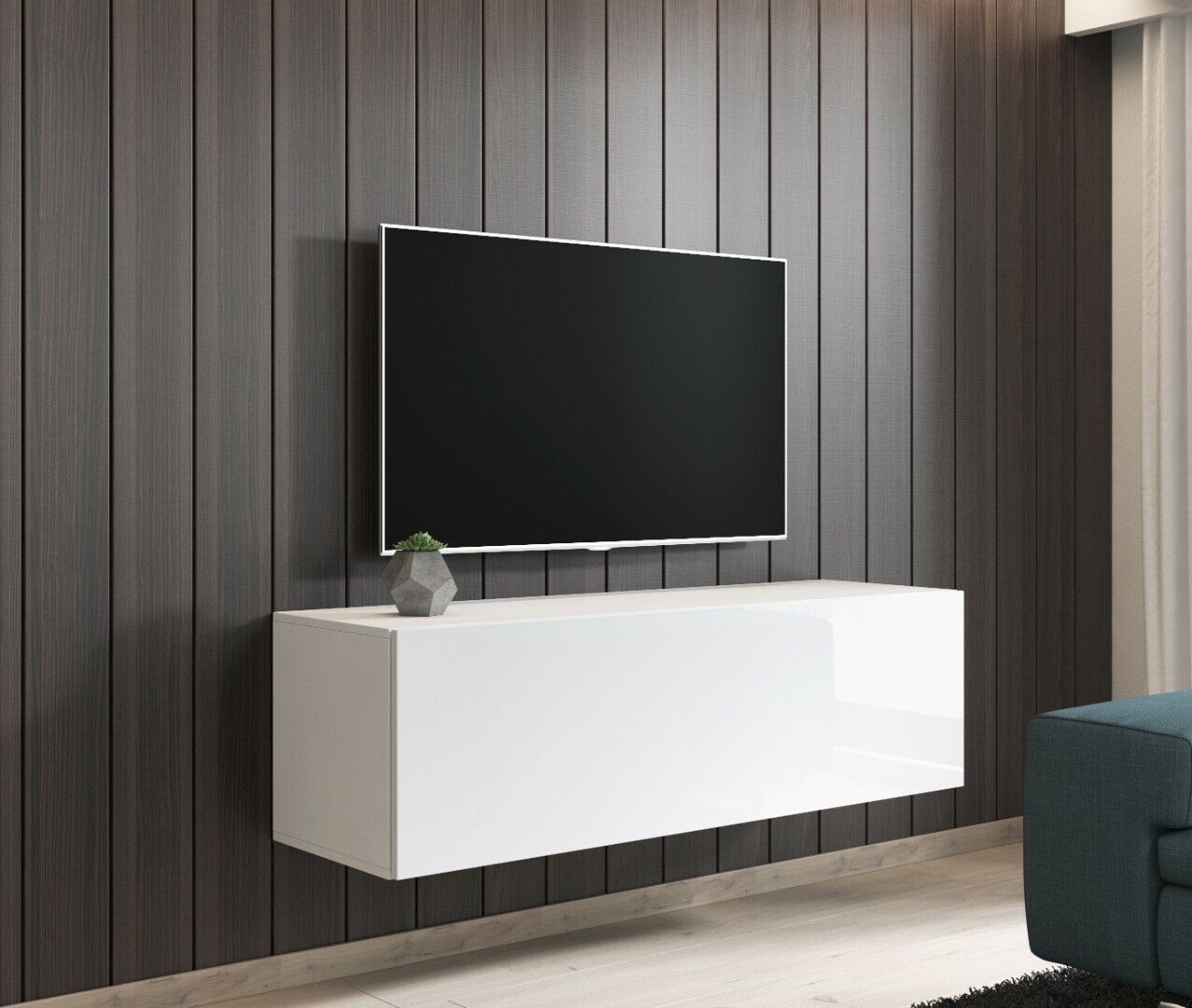 

Тумба под телевизор TVshka Vivo 140 LED 140x40x38 см белый/белый глянец