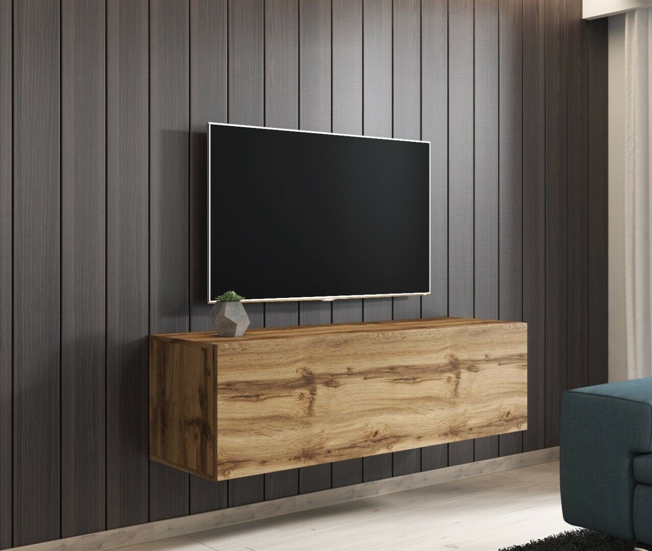 

Тумба под телевизор TVshka Vivo 180 LED 180x40x38 см дуб вотан/дуб вотан