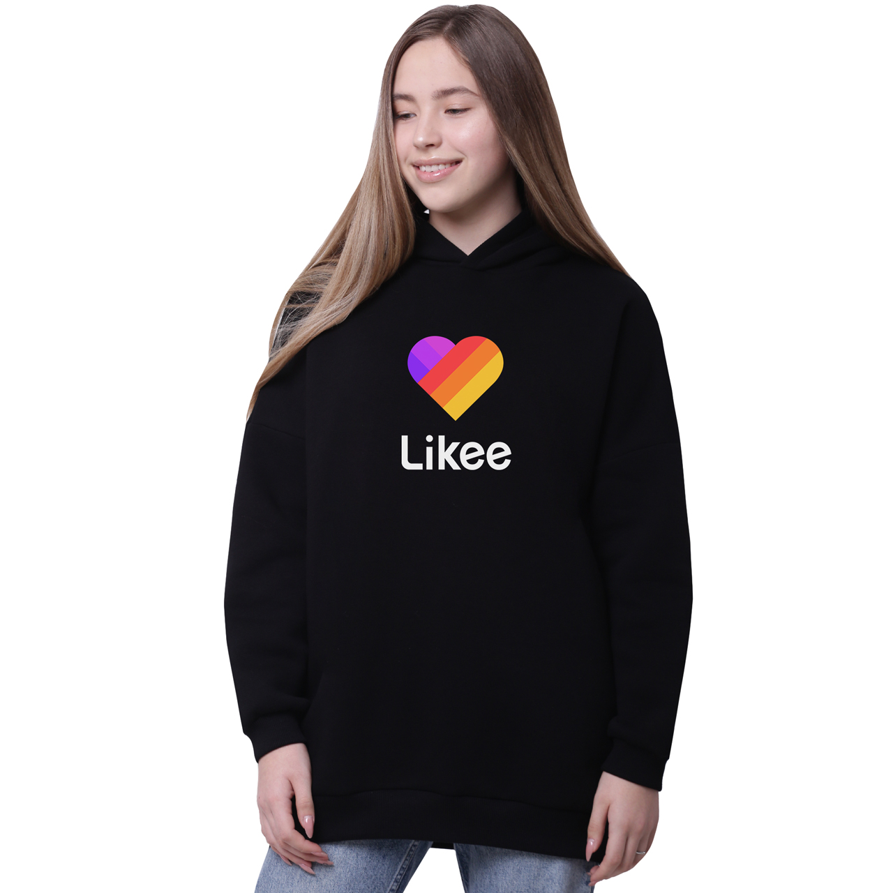 

Худи для девочек удлиненный Лайк (Likee) Черный (35962-1041-8) 176 см