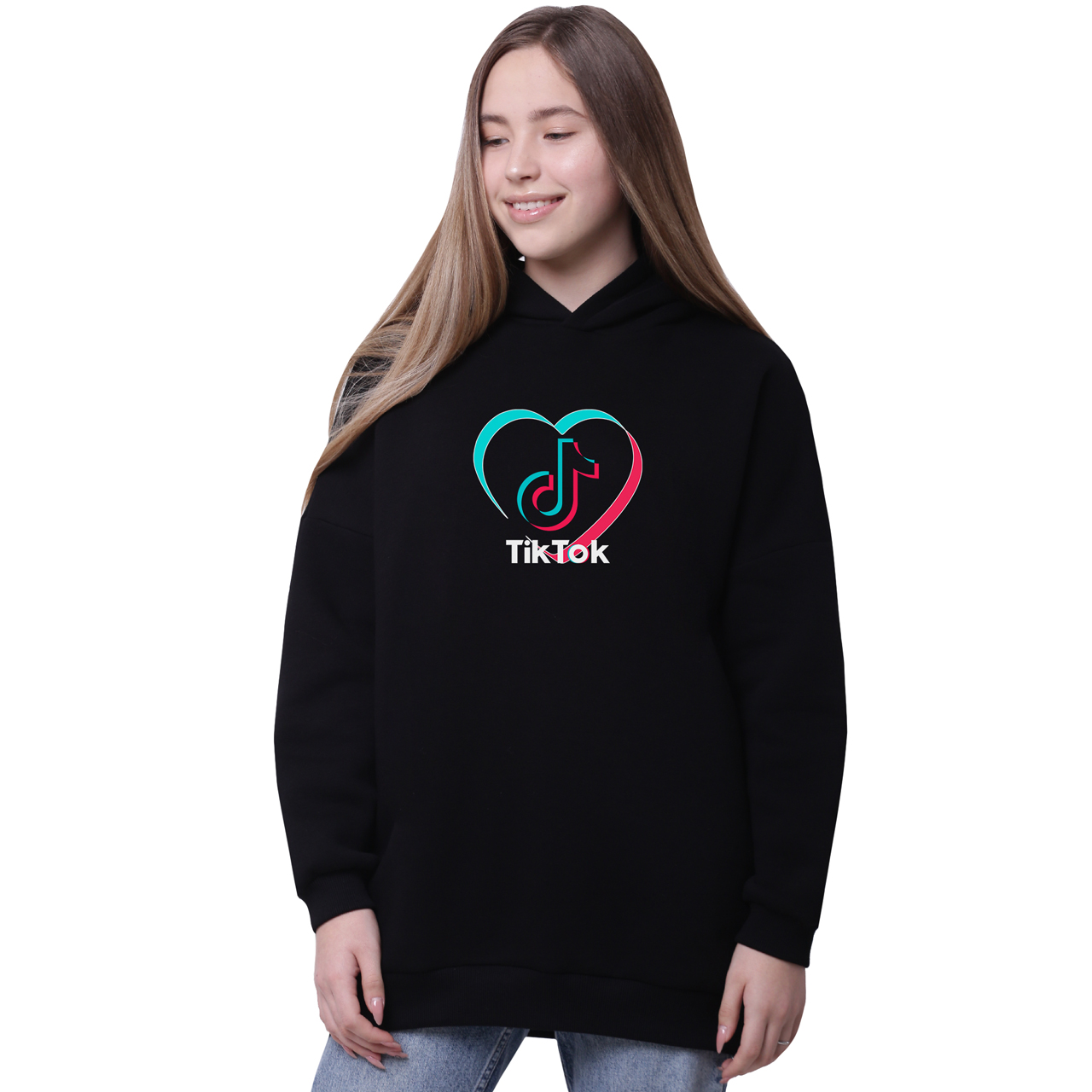 

Худи для девочек удлиненный ТикТок (TikTok) Черный (35962-1941-4) 152 см