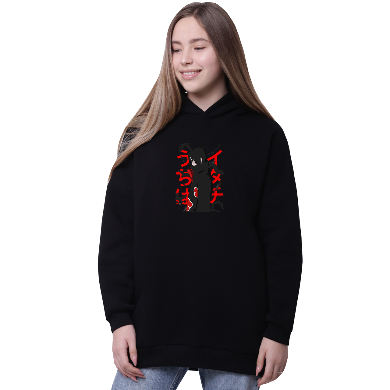 

Худи для девочек удлиненный Итачи Учиха Наруто (Itachi Uchiha) Черный (35962-2817-7) 170 см