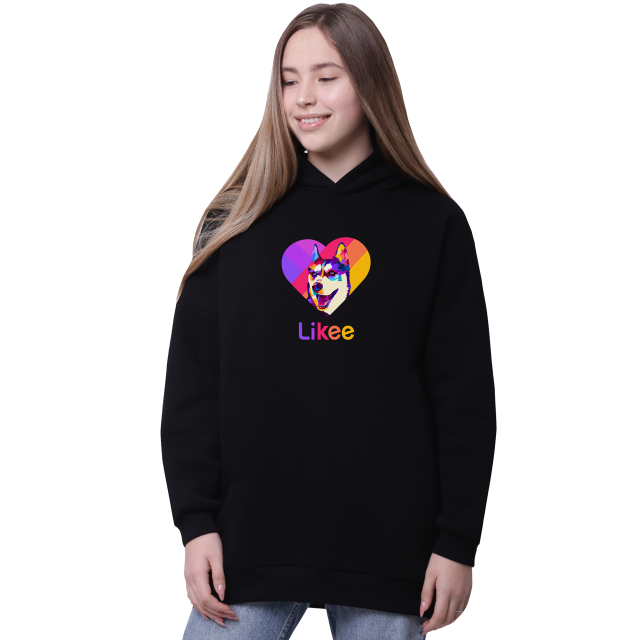 

Худи для девочек удлиненный Лайки Лайка (Likee) Черный (35962-1598-5) 158 см