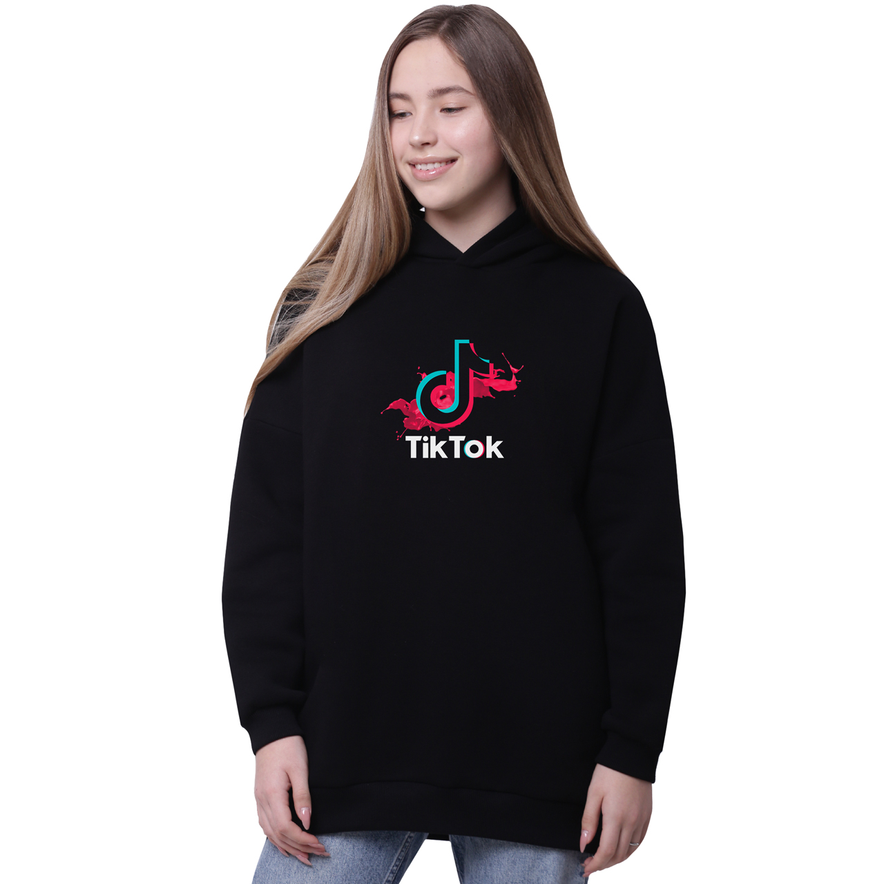 

Худи для девочек удлиненный ТикТок (TikTok) Черный (35962-1943-7) 170 см