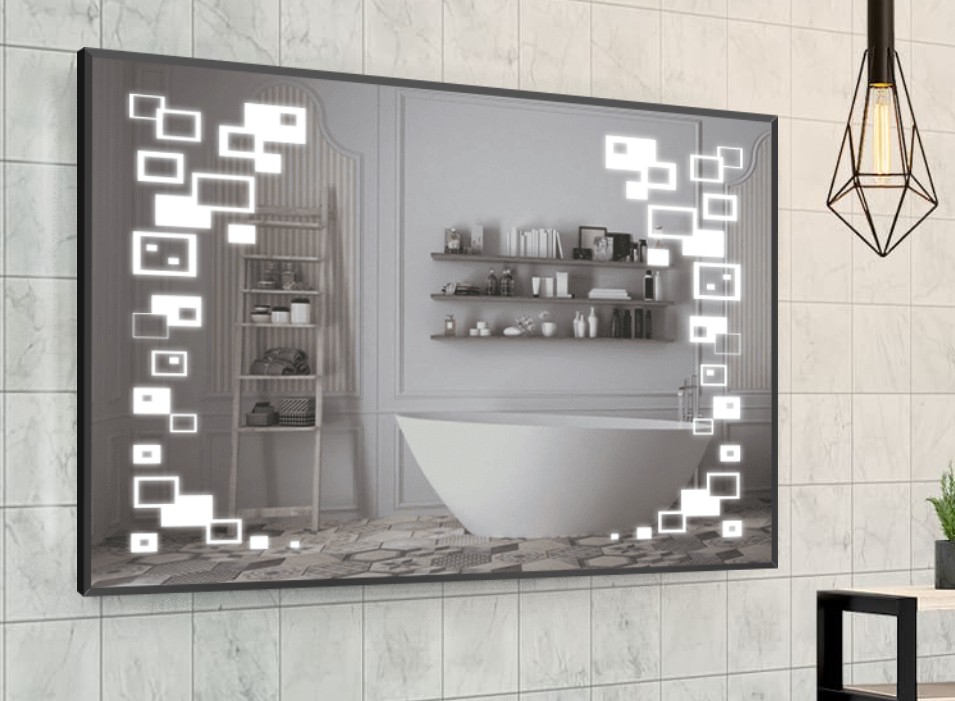 

Зеркало в алюминиевой раме c LED подсветкой Smart Mirror сенсорное Imola-R 80 x 100 см Прямоугольное