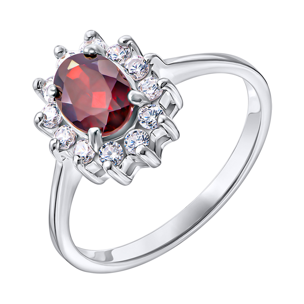 

Серебряное кольцо с гранатом и цирконием 000137401 18 размера